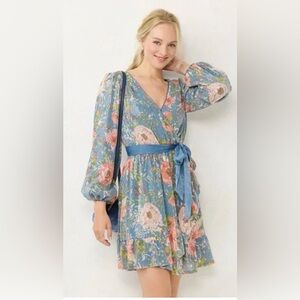 NWT LC Lauren Conrad Faux-Wrap sequin dress